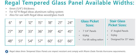 tempered glass size chart